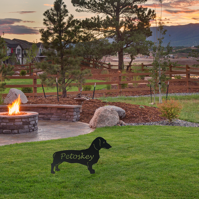 Monogram Wiener Dog with Yard Stakes